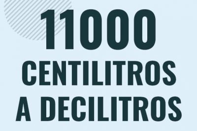 Profesor en pizarra explicando cuanto es 11000 centilitros en decilitros o como pasar de 11000 cl a dl