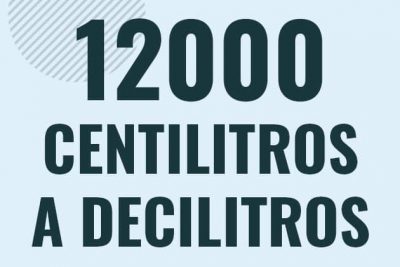 Profesor en pizarra explicando cuanto es 12000 centilitros en decilitros o como pasar de 12000 cl a dl