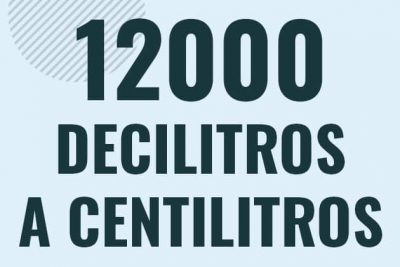 Profesor en pizarra explicando cuanto es 12000 decilitros en centilitros o como pasar de 12000 dl a cl