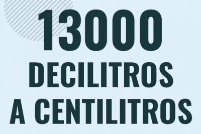 Profesor en pizarra explicando cuanto es 13000 decilitros en centilitros o como pasar de 13000 dl a cl