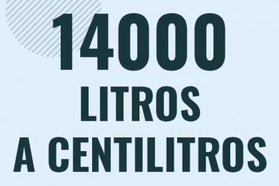Profesor en pizarra explicando cuanto es 14000 litros en centilitros o como pasar de 14000 l a cl