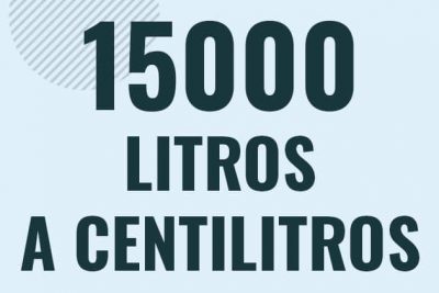 Profesor en pizarra explicando cuanto es 15000 litros en centilitros o como pasar de 15000 l a cl