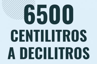 Profesor en pizarra explicando cuanto es 6500 centilitros en decilitros o como pasar de 6500 cl a dl