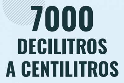 Profesor en pizarra explicando cuanto es 7000 decilitros en centilitros o como pasar de 7000 dl a cl