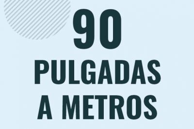 Profesor en pizarra explicando cuanto es 90 pulgadas en metros o como pasar de 90 in a m