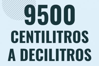 Profesor en pizarra explicando cuanto es 9500 centilitros en decilitros o como pasar de 9500 cl a dl